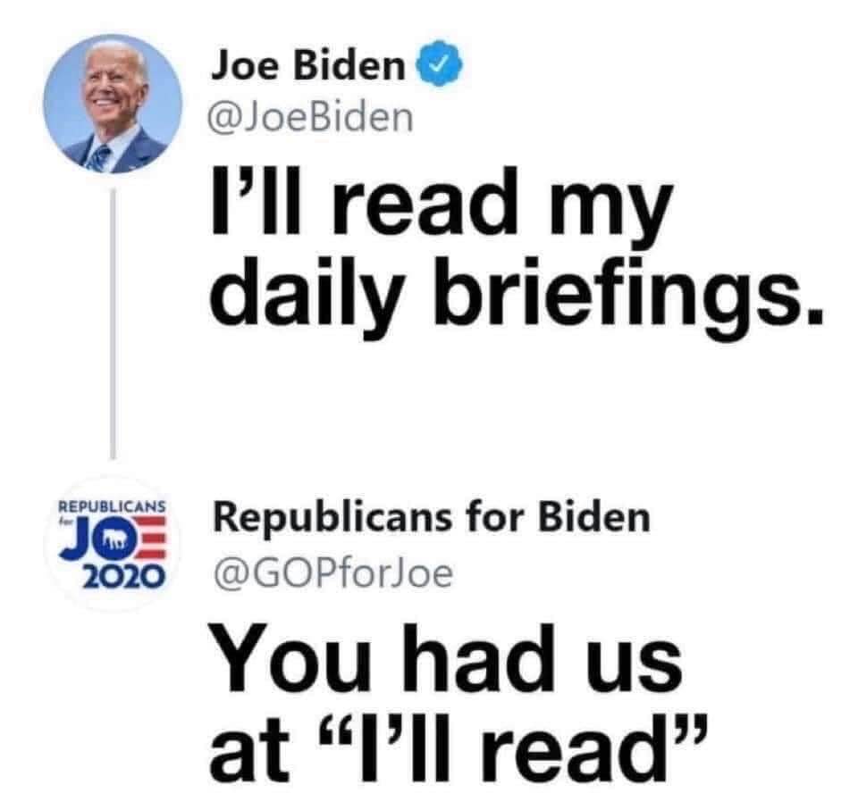 Biden tweet says that he will read his daily briefings