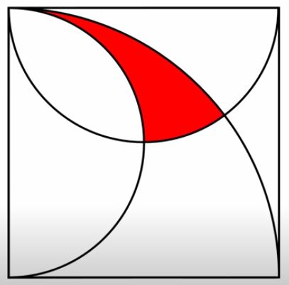 Math puzzle: Square, with two semi-circles and a quarter-circle inside