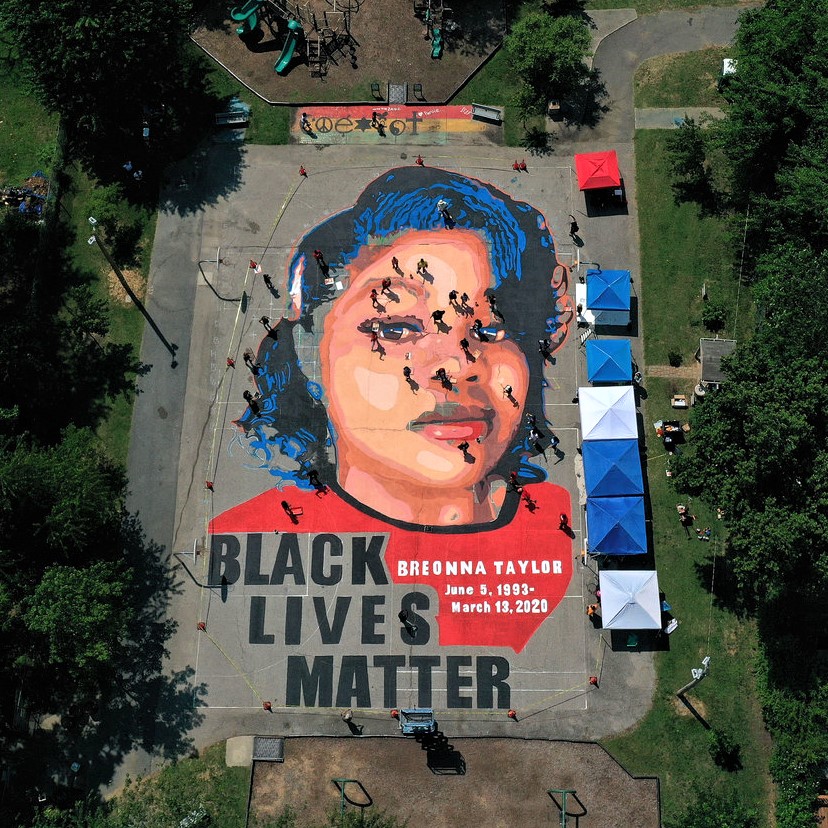 Remembering her name: Giant portrait of Breonna Taylor painted in support of #BlackLivesMatter.