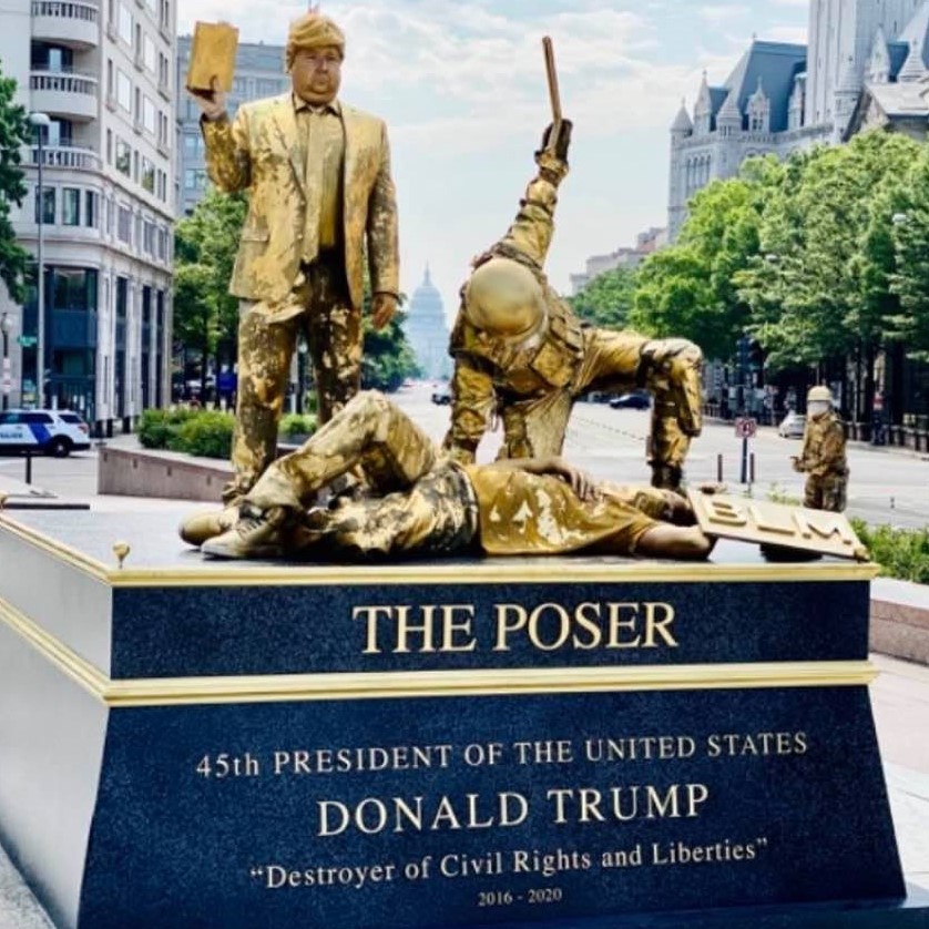The Poser: Artists install living statues of Donald Trump in Washington, DC