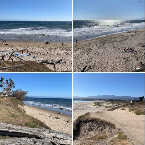 Four photos: Goleta's Coal Oil Point Beach, this afternoon