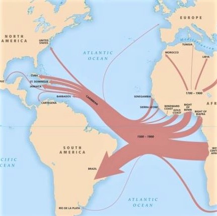 Map: Slave trade routes out of west Africa