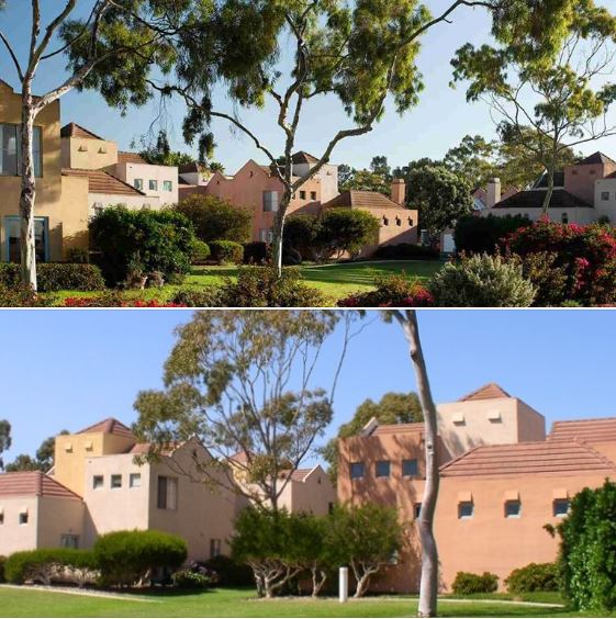 Two photos from UCSB's gorgeous West-Campus Faculty Housing Complex