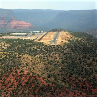 This photo is from Sedona Airport in Arizona, but a similar table-top runway caused Friday's crash-landing of Air India Flight 1344 in Calicut, killing at least 17