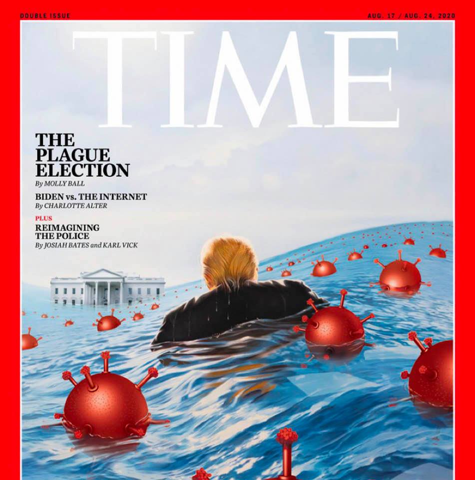 Cover of Time magazine, featuring Trump and the upcoming elections