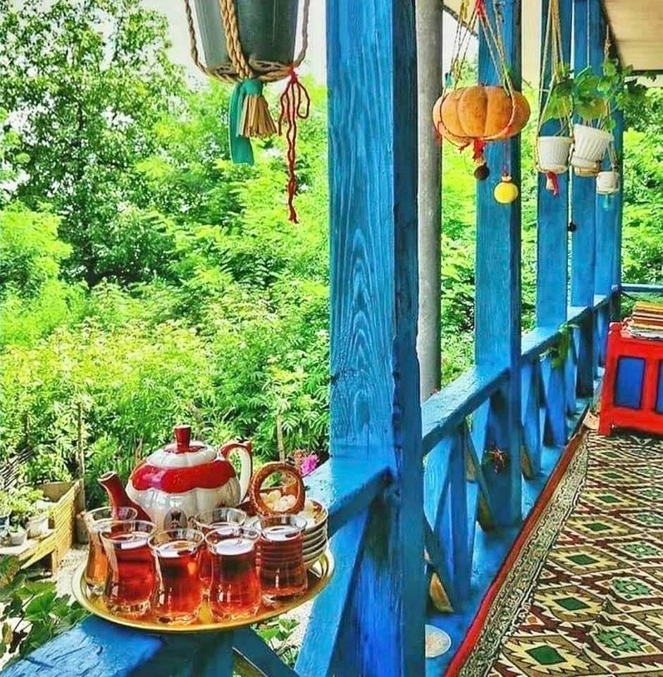 Tea with perfect color, served in traditional tea glasses, somewhere along Iran's Caspian-Sea coast