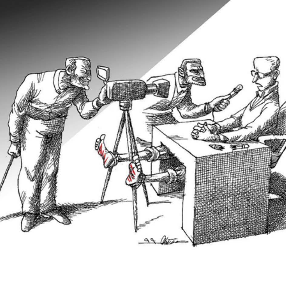 Cartoon: TV 'confession' of political prisoners in Iran