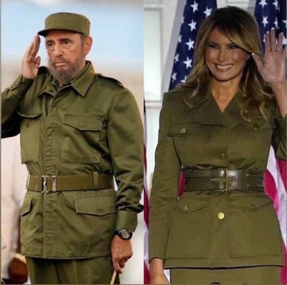 Melania Trump wearing an outfit that resembles Fidel Castro's