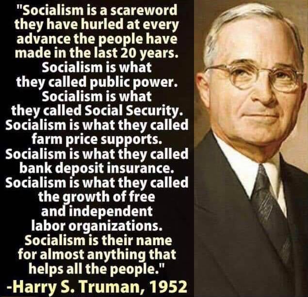 Meme: President Harry Truman on the use of socialism as a scareword