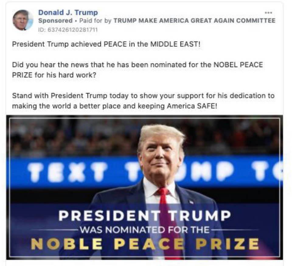 The Trump campaign can't even spell the name of the 'Nobel Peace Prize' for which he has been nominated