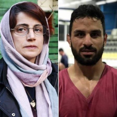 Images of Nasrin Sotoudeh and Navid Afkari