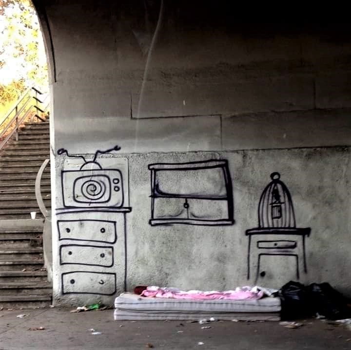 Homeless under-the-bridge art: For discovery by archaeologists thousands of years from now!
