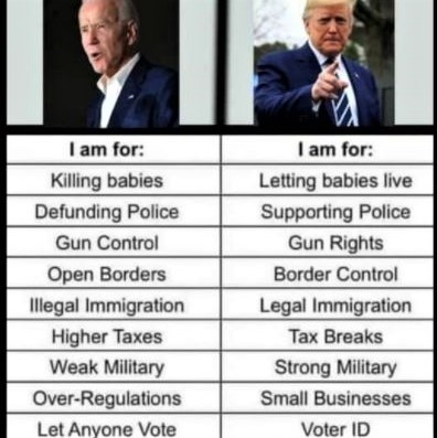 Delusional Trump supporters are still posting nonsense like this: Biden vs. Trump 'I am for' lists