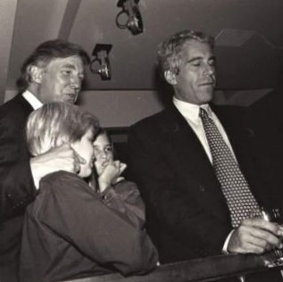 Photo of Donald Trump, Jeffrey Epstein, and two unnamed children