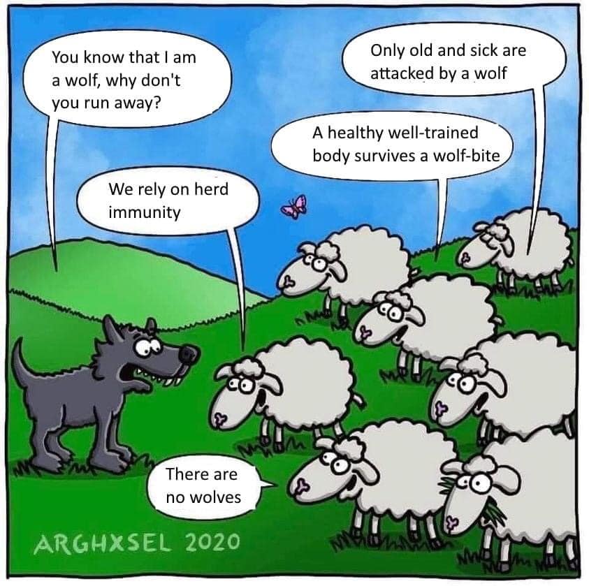 Cartoon: On herd immunity, or 'herd mentallity,' according to Donald Trump