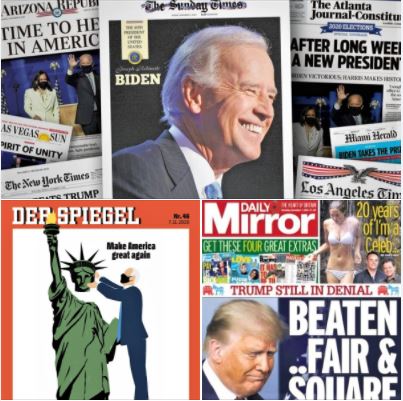 News media in the US and other free countries of the world are celebrating Biden's victory