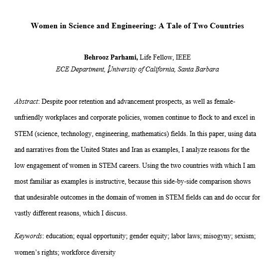 US National STEM Day: My just-revised paper on women in science and engineering