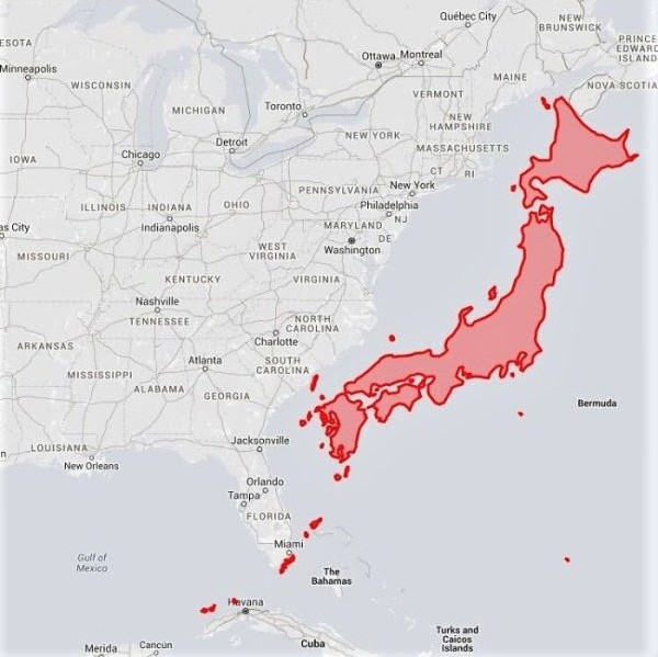 Interesting geographical facts: Japan is much bigger than many of us think