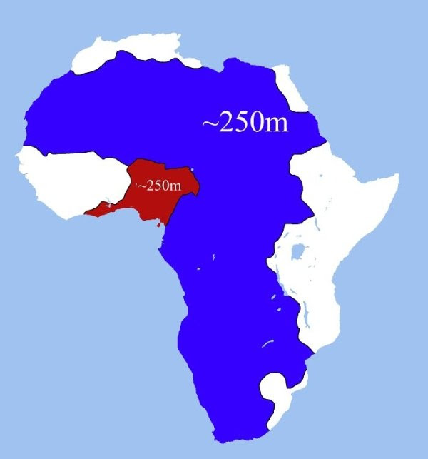 Two regions of Africa with the same population