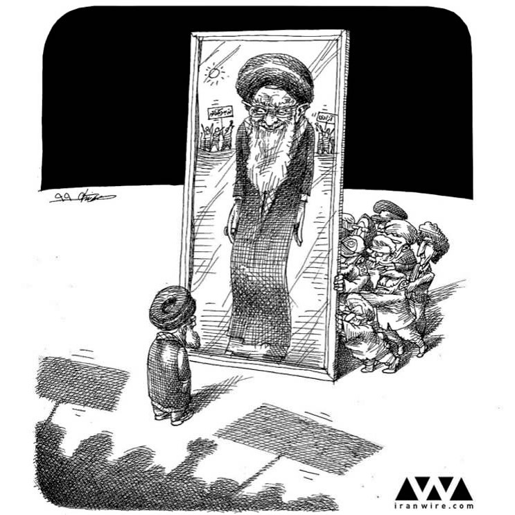 Iranwire.com cartoon: Khamenei, his image, and his enablers