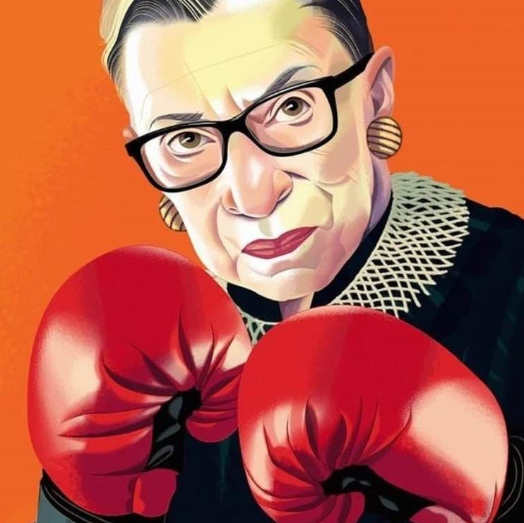 Ruth Bader Ginsburg with boxing gloves