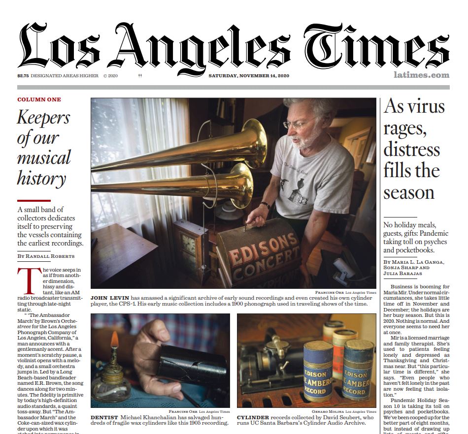'Los Angeles Times' features UCSB Library's Cylinder Audio Archive