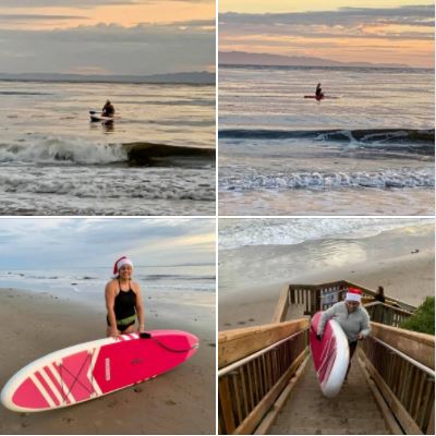 Photos of my daughter paddle-boarding yesterday on UCSB West Campus Beach