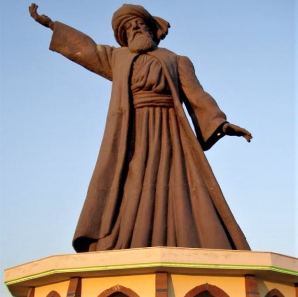 Statue of beloved Persian poet/mystic Mowlavi (Rumi) in Buca, Izmir, Turkey