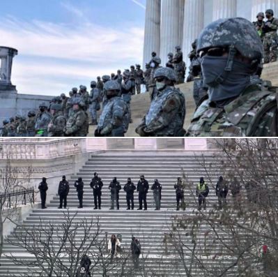 US Capitol steps, during the BLM protests and yesterday's MAGA mob assault