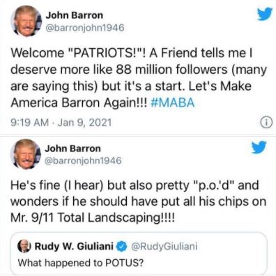 Twitter parodies multiply, after Donald Trump, aka John Barron, is banned from the platform