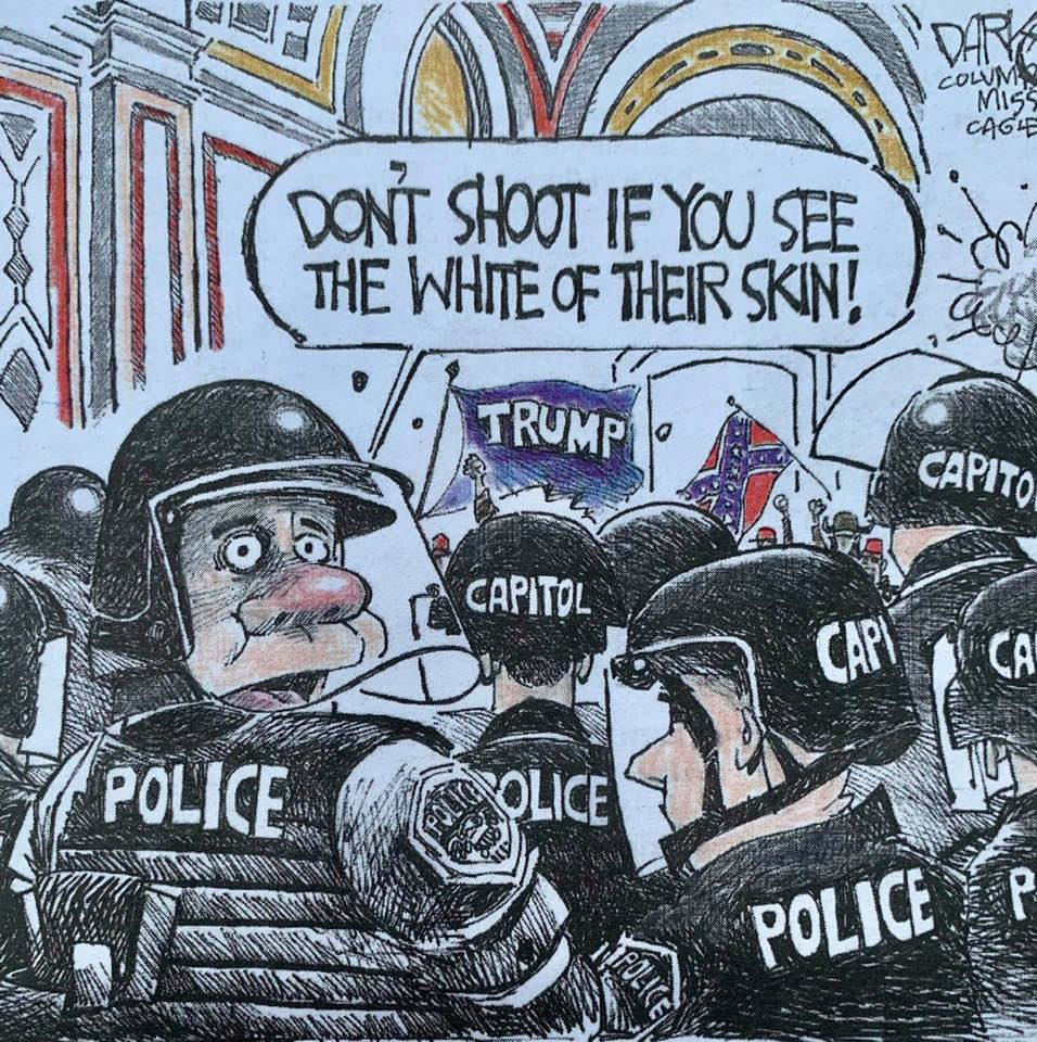 Cartoon from this week's Santa Barbara Independent: 'Don't shoot if you see the white of their skin'