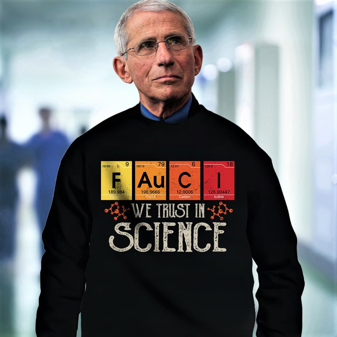 T-shirt for those who trust in science: F Au C I (Fluorine, Gold, Carbon, Iodine)