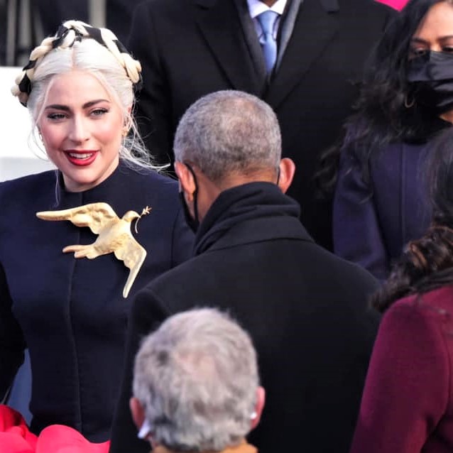 Lady Gaga greets former President Obama at the 2021 inauguration