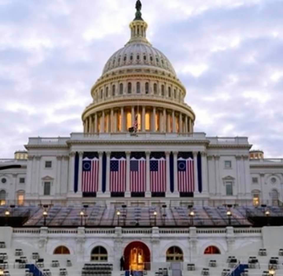 The US Capitol building on inauguration day