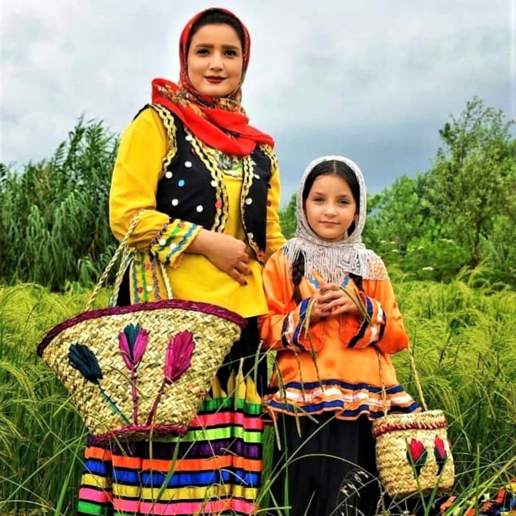 Iran's regional fashions: Woman and girl from Lahijan, Guilan Province