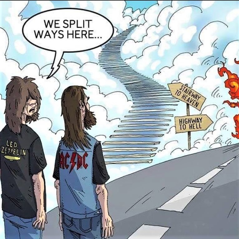Cartoon: Stairway to Heaven; Highway to Hell