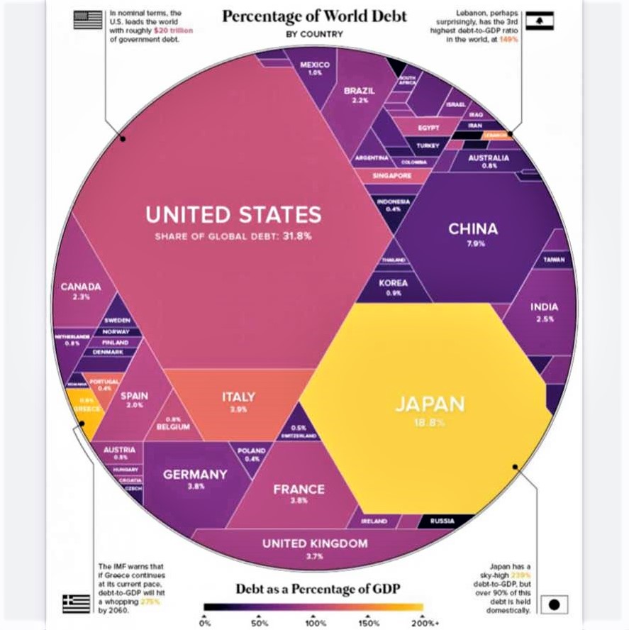 Interesting charts that help us visualize the world: National debt