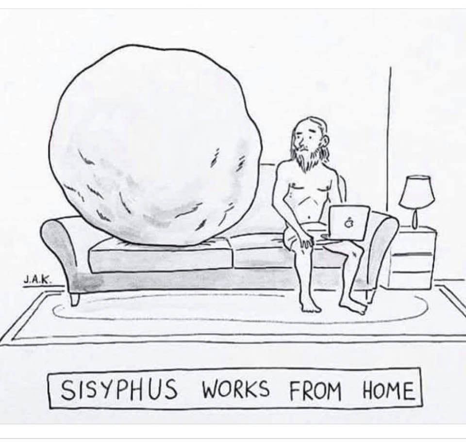 Cartoon: Sisyphus works from home