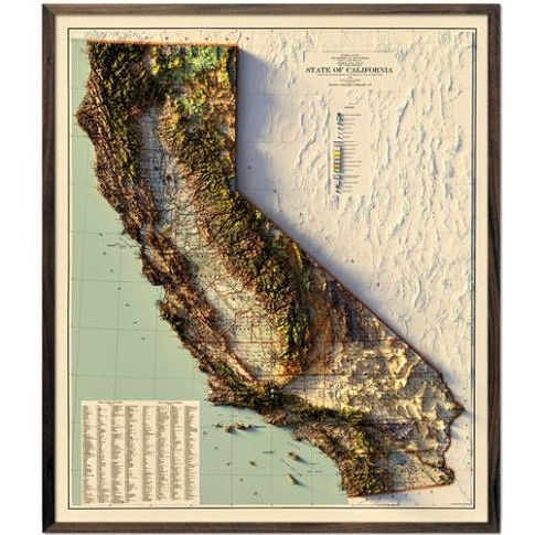 California 1944 relief map from Muir Way
