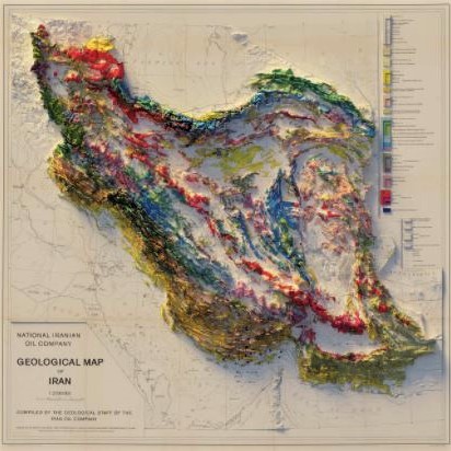 Iran 1957 relief map from Muir Way