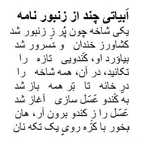 Humorous Persian epic poetry: Zanboornameh