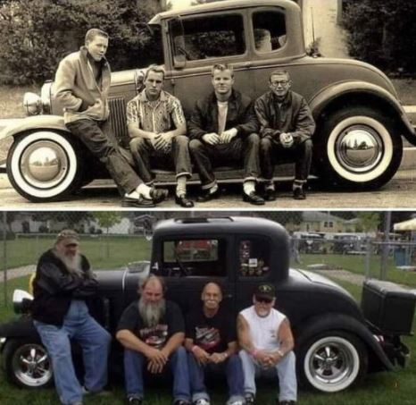 Same guys, same car, fifty years later!