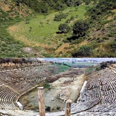 Excavated Stadium of Magnesia in western Turkey: Before and after