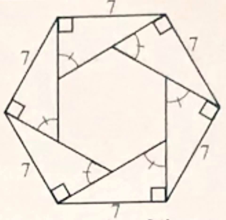 Math puzzle: What is the ratio of the area of the outer hexagon to the area of the inner hexagon?