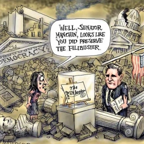 Cartoon: Senator Joe Manchin preserves the filibuster