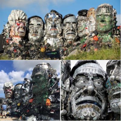 Mount Recyclemore: Sculpture made of e-waste, located on Sandy Acres in Cornwall, UK