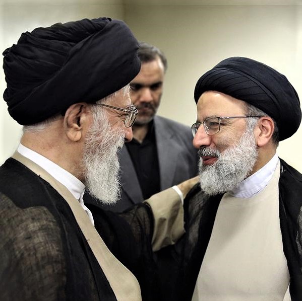 Ebrahim Raisi, Iran's new president, shown with Supreme Leader Khamenei