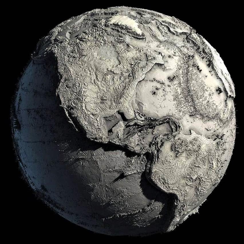 Image of Earth, without its oceans and atmposphere