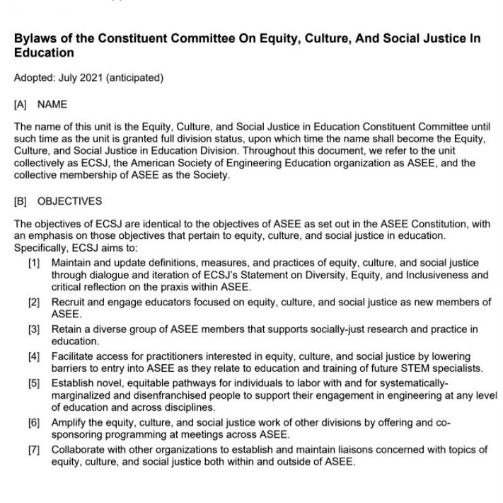 ASEE's ECSJ Division: Name and objections