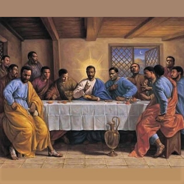 'The Last Supper': Painted with realistic skin tones and hair for the Middle-Easterners depicted